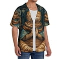 thumbnail image 4 of Honeii 's Surreal Meditating Cat for men's short-sleeved button-up collared shirt featuring a pocket, perfect for beach vacations, and travel adventures., 4 of 5