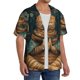thumbnail image 2 of Balery Surreal Meditating Cat Camisa Casual de Manga Corta con Botones para Hombre, Texturizada, Estilo Cubano, para Playa, Verano-3X-Large, 2 of 5