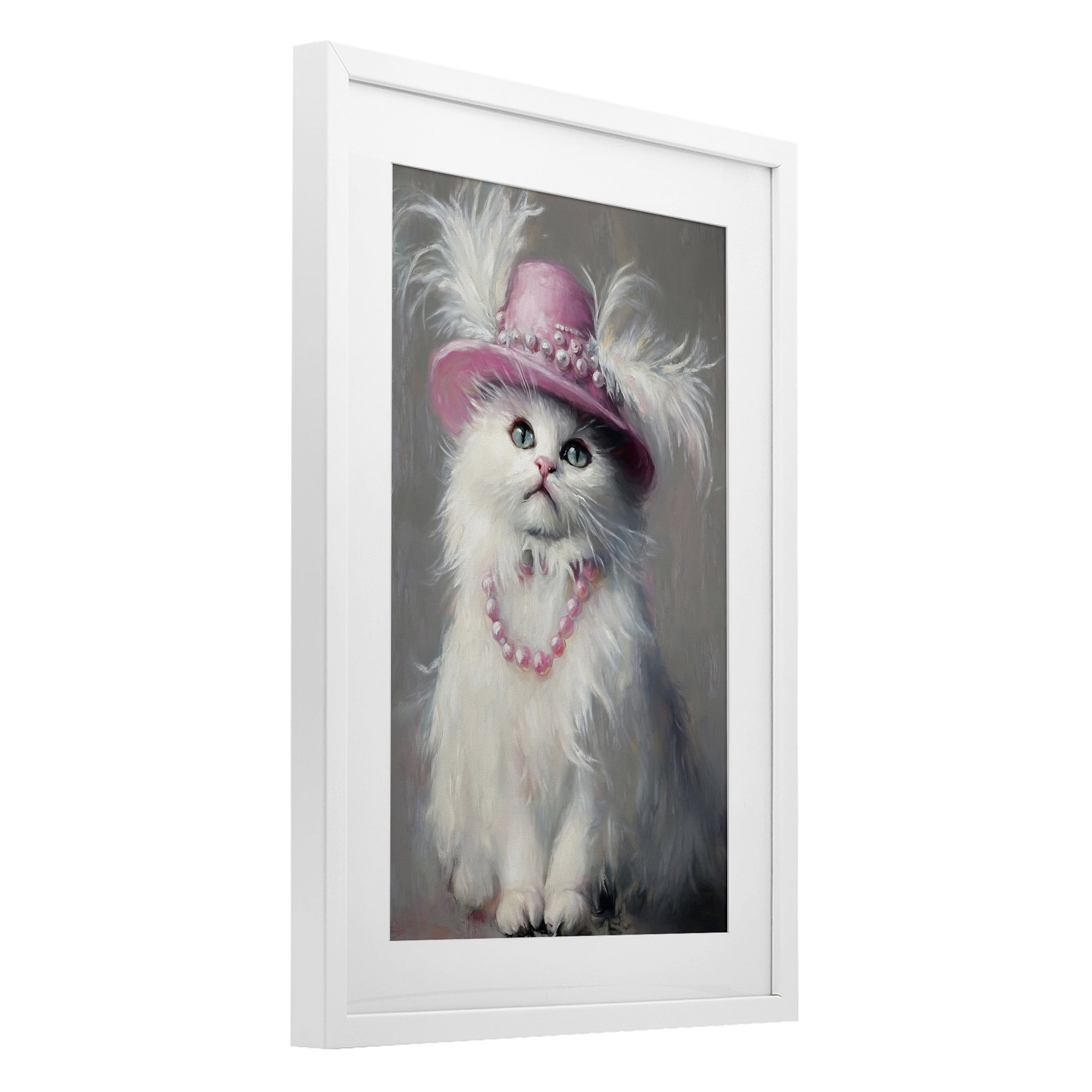Stupell Industries Beautiful Brigitte Cat White Framed Print Under Glass, design by Tina LeCour