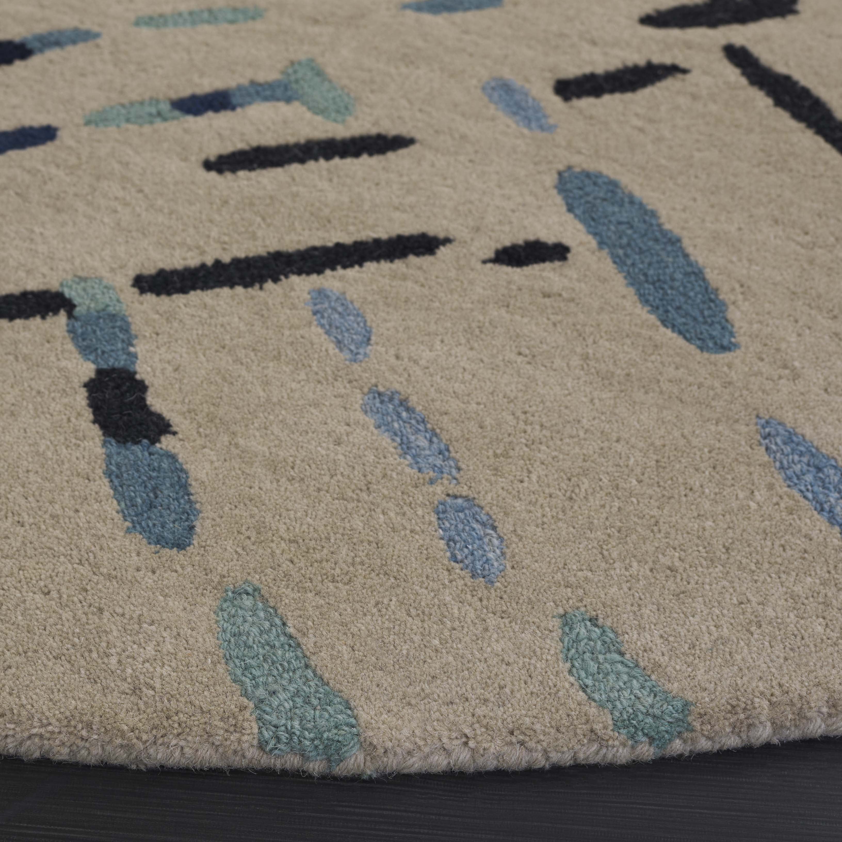 SAFAVIEH Metro Rodina Geometric Striped Area Rug, Gray/Blue, 6' x 6' Round