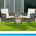 thumbnail image 1 of Costway 3PCS Patio Rattan Furniture Set Cushioned Sofas Wood Table Top W/Shelf, 1 of 10
