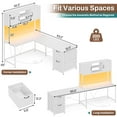 thumbnail image 4 of L Shaped Desk with Drawers,62.2" LED Home Office Desk with Hutch,Storage Shelves,White, 4 of 8