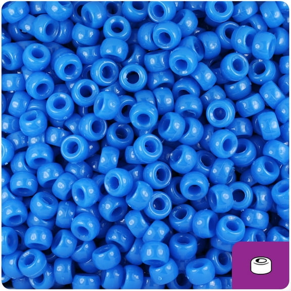 BeadTin True Blue Neon Bright 6.5mm Mini Barrel Pony Beads (1000pcs)