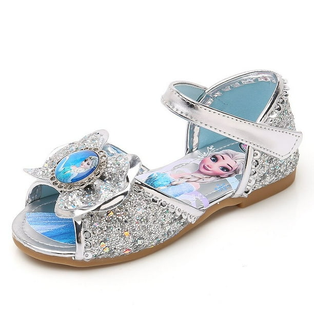 Sandalias de Disney para niñas, zapatos de princesa frozen elsa, sandalias de fondo suave para bebés, lindos zapatos de cristal para espectáculo, 33-Insole15.5 CM Gao Jinjia LED