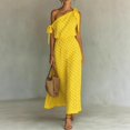 thumbnail image 2 of ZHOGXU Womens Summer Dresses Sleeveless One Shoulder Polka Dot Print Comfortable Elegant Dress For Casual And Formal Occasions,Yellow,Xxxxl, 2 of 4