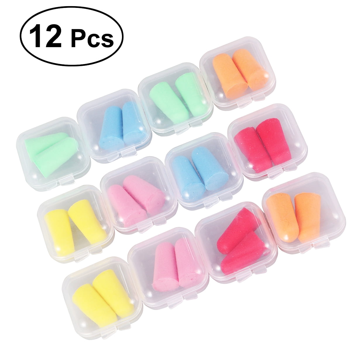 OUNONA 12 Boxes Anti-Noise Earplugs Soft Quiet Sleeping Ear Plugs No Cords Noise Reduction Perfect for Study Sleeping Working Travel Snoring (Assorted Color)