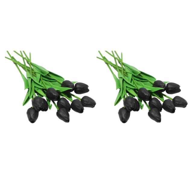 Advancent 10 Uds. Flor de PU hecha a mano duradera y exquisita y no tóxica adecuada para bricolaje Negro 2Conjunto