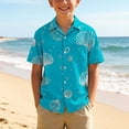 thumbnail image 2 of QINGFSAP Kids Girls Boys Hawaiian Printed Lapel Short Sleeve Shirt Casual Breathable Summer Tops for 3鈥?5T, 2 of 8