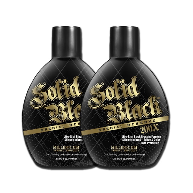 Millennium Tanning Solid Black Special Reserve 200X Loción bronceadora 13.5 onzas, paquete de 2