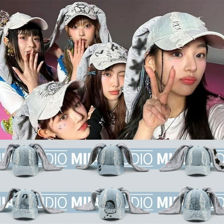 Kpop Idol Newjeans Graffiti Hat OMG HANNI Same Style Rabbit