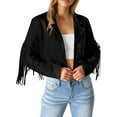 thumbnail image 3 of PRETTYGARDEN Women's Faux Suede Leather Jackets Tassel Motorcycle Cropped Coats Fashion Clothes, 3 of 10