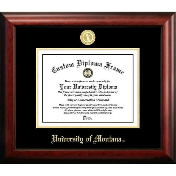 Campus Images MT999GED-108 10 x 8 in. University of Montana Gold Embossed Diploma Frame - Satin Mahogany