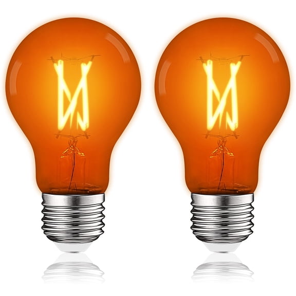 Luxrite A19 Edison LED Orange Light Bulb 4.5W=60W E26 Base Indoor Outdoor Decoration Party Holiday Lighting 2 Pack