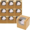 thumbnail image 2 of 10/20/30pcs KhakiSingle Cupcake Boxes Paper with Insert and Clear Window,Fold Individual Cupcake Containers for Muffins Party, 2 of 8