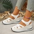thumbnail image 6 of EliteGoogv Womens Closed Toe Sandals Wedge Heel Hollow Out Sandals For Women Adjustable Strap On Outdoor Walking Shoes Summer Beach Shoes White US :9, 6 of 8