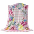 thumbnail image 6 of Easter Blanket Soft Cozy Warm Throw Blanket for Couch, Plush Fuzzy Flannel Fleece Blankets for Sofa, Watercolor Eggs Floral Leaves Botanical Pink Plaid Bed Blankets Lightweight Gifts for Men, 50"x80", 6 of 9