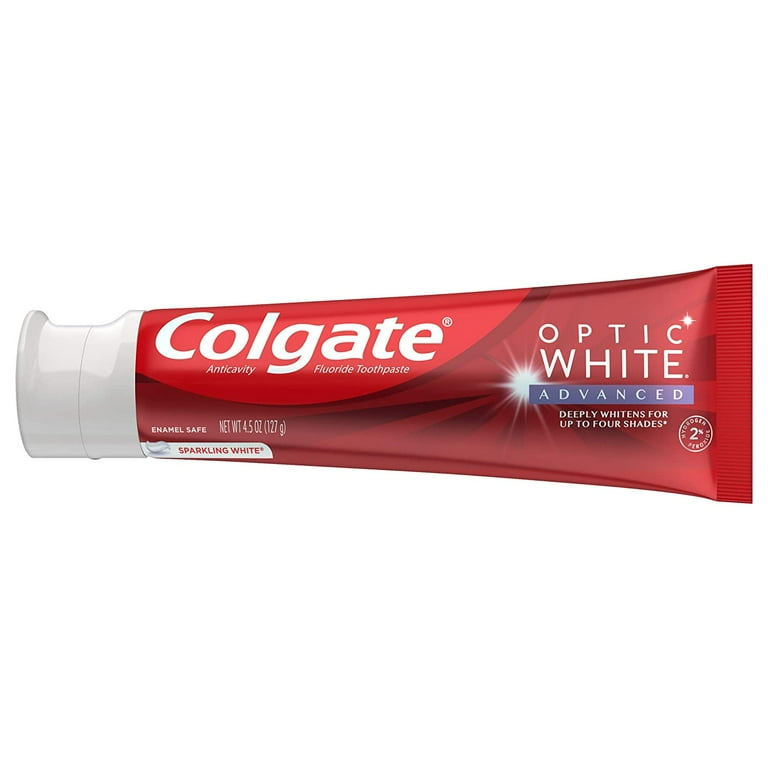 Colgate Optic White Advanced Teeth Whitening Toothpaste, Sparkling White - 4.5 Ounce (2 Pack) - Walmart.com Colgate Optic White Advanced Teeth Whitening Toothpaste, Sparkling White - 4.5 Ounce (2 Pack) - Walmart.com