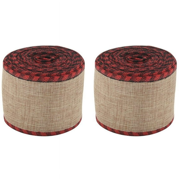 Wired Edge Ribbons Christmas Burlap Fabric Craft Red