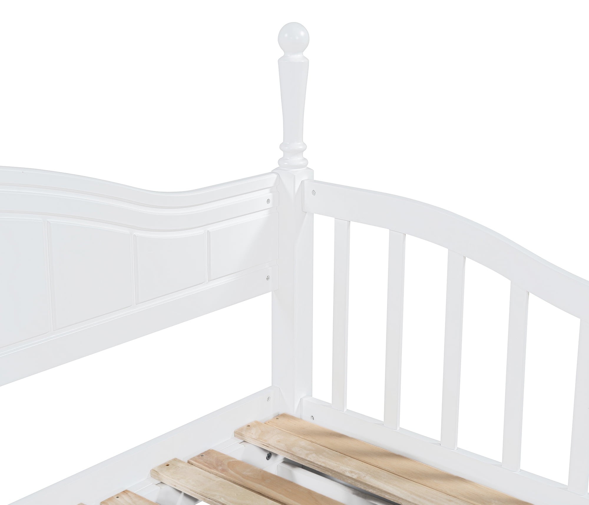 Euroco Wood Twin Size Daybed with Trundle and Drawers, Extendable Bed, White