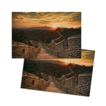 

Great Wall of China Sunset (4x6 Birch Wood Postcards 2-Pack Stationary Rustic Home Wall Decor)