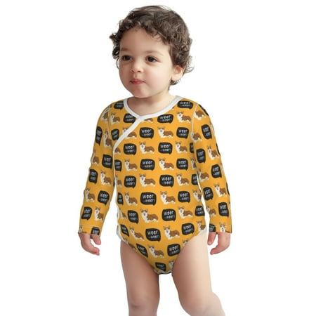 

Fotbe Corgi Pattern Unisex-baby Long-sleeve Bodysuit Long Sleeve Bodysuits One-piece 100% Organic Cotton for Infant Baby Boys Unisex-12 Months