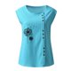 thumbnail image 4 of Gibobby Mujeres diente de león impresión Casual verano sin mangas botón chaleco cuello redondo blusa suelta Top(Azul claro,G), 4 of 5