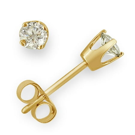 1/4ct tw Round Diamond Stud earrings in 14K Yellow Gold