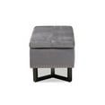 thumbnail image 4 of Esther Modern and Contemporary Grey Velvet Fabric Upholstered and Wood Storage Ottoman, 4 of 5
