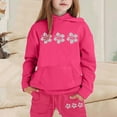 thumbnail image 2 of Little Girls Outfits Sets Casual Hooded Sweatshirt Joggers 2 Piece Printed Pullover Tracksuit Kids Fall Girls Clothing Sets Red Size 6-7T, 2 of 6