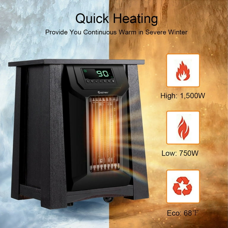 Costway Portable Electric Space Heater 1500W 12H Timer Caster Remote  Control Room Office - Walmart.com