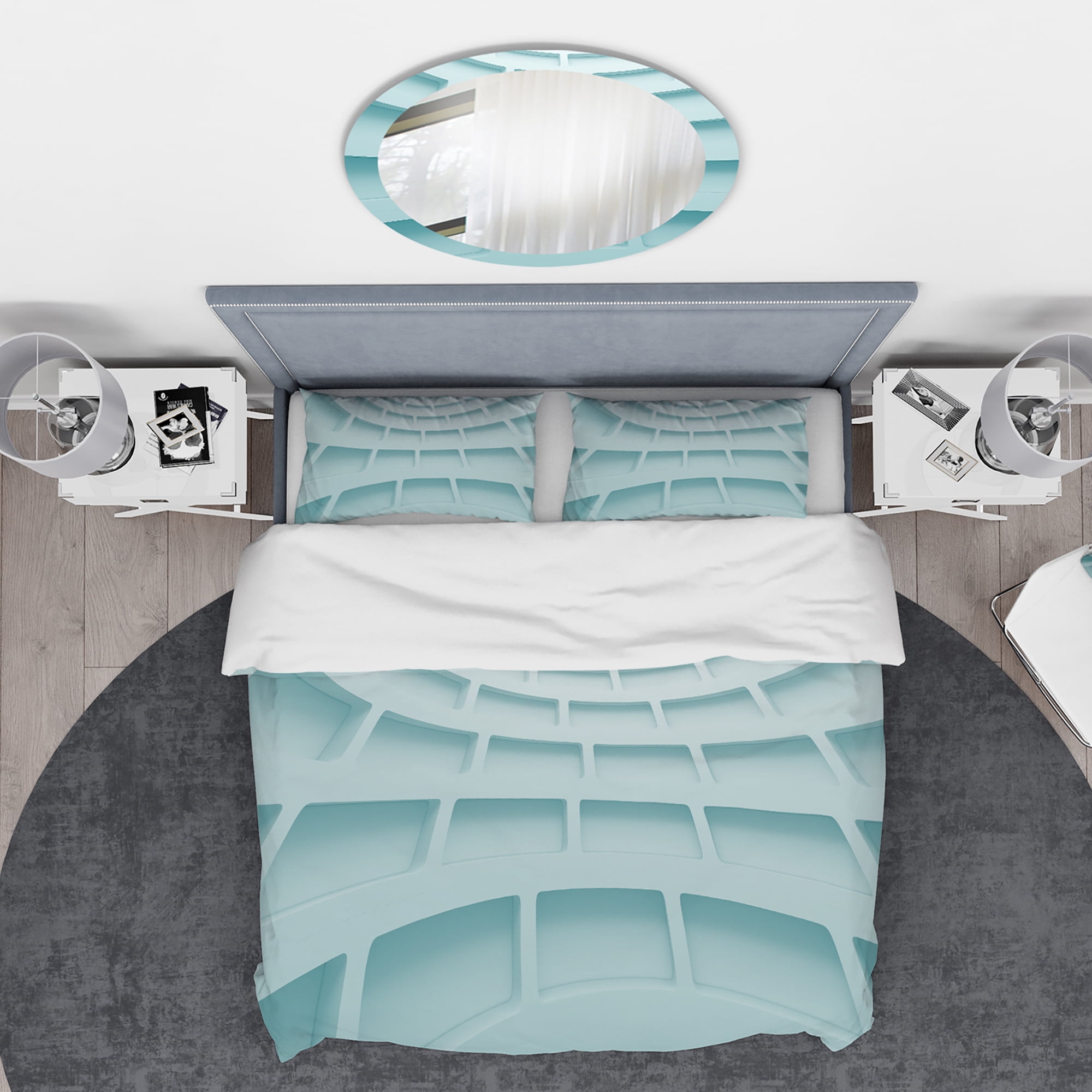 Designart '3D licht Blue Architectural Design' Modern & Contemporary Duvet Cover Set