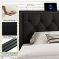 thumbnail image 3 of iPormis King Bed Frame with 2 Drawers, Metal Platform Bed with Charging Station and Linen Fabric Storage Headboard Strong Metal Slats,Black, 3 of 8
