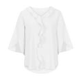 thumbnail image 5 of Drses Womens Tops Dressy Casual Blouses 3/4 Sleeve V Neck Ruffle Tops Business Ladies Summer Trendy Work Shirt, 5 of 6