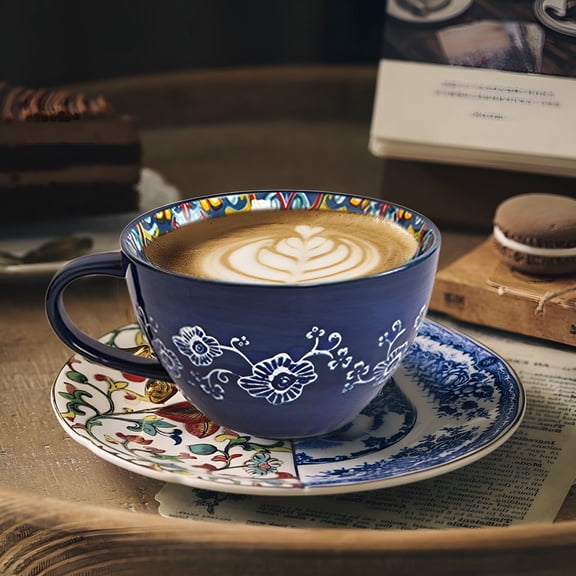 ACDANC Large Ceramic Coffee Mug with Handle, Jumbo Soup Cup for Latte Cereal, Vibrant Multicolor Tea Cup, Housewarming Gift