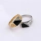 thumbnail image 3 of Anillo de boda clásico de diamantes de imitación dorado con esmalte negro para hombres y mujeres shaofei, 3 of 5