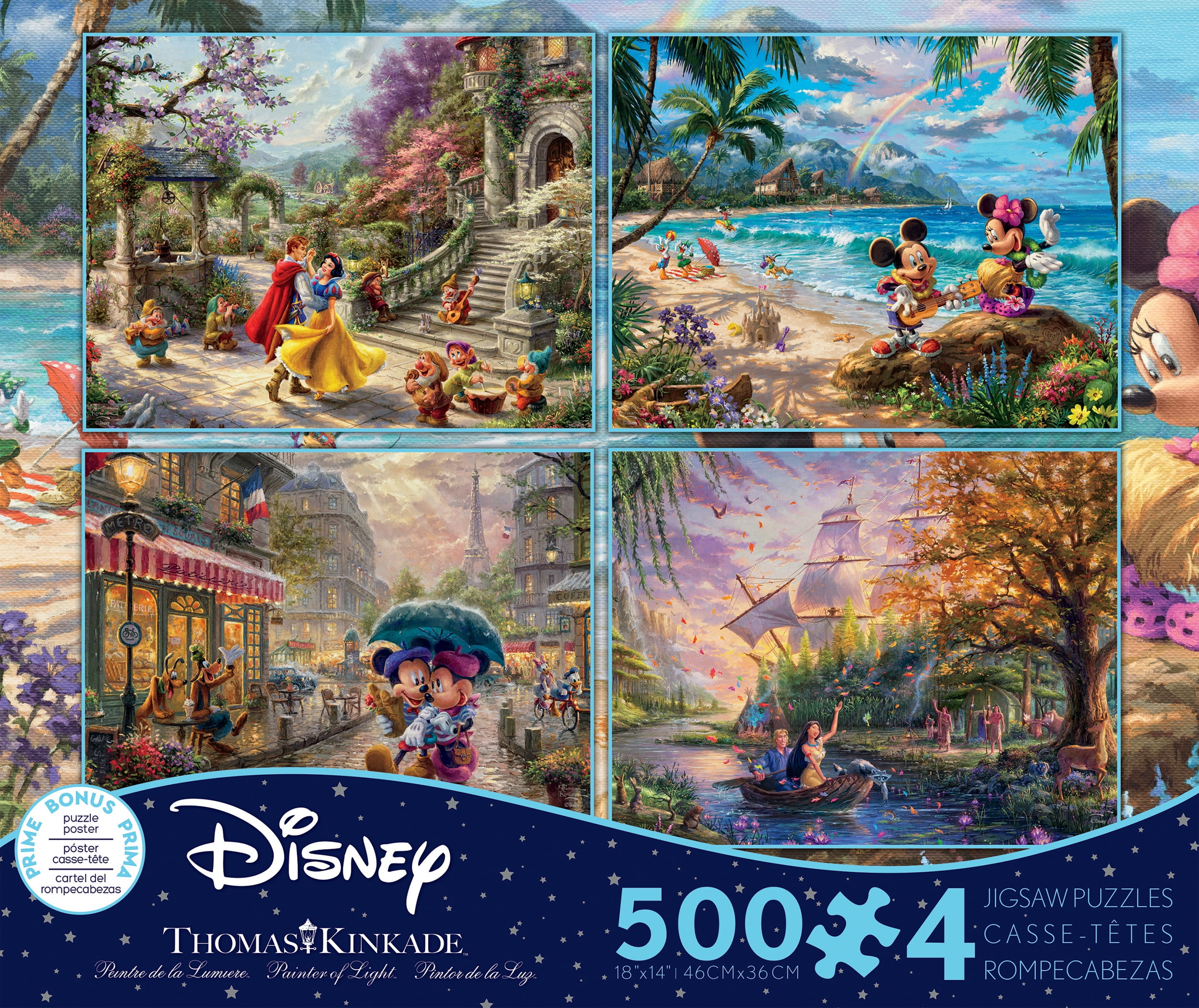 Ceaco 3663-01 4-1 Multi-Pack Thomas Kinkade Disney Jigsaw Puzzle 500 Pieces for sale online 