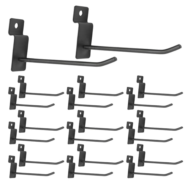 20 Pcs Black Slatwall Hooks, Hanger Slat Board Hooks Slatwall Panel for Retail Display, 4 Inch Heavy Duty Coat Rack Slat Wall Panel