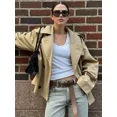 thumbnail image 1 of Gabardina corta de doble botonadura para mujer, abrigo informal de manga larga con solapa, holgada Chaqueta corta a la moda, otoño, 2024, 1 of 5