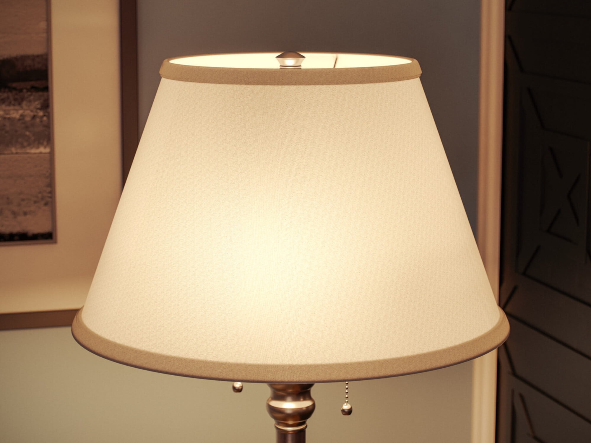 Kenroy Home Spyglass 59.5'' Floor Lamp with Off-White Fabric Empire Shade Traditional Floor Light Fixture for Living Room, Bedroom, or Office, Brushed Steel