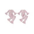 thumbnail image 2 of RUINIXCW Baby Girls Fall Outfits Long Sleeve Floral Embroidery Romper Flared Pants, 2 of 8