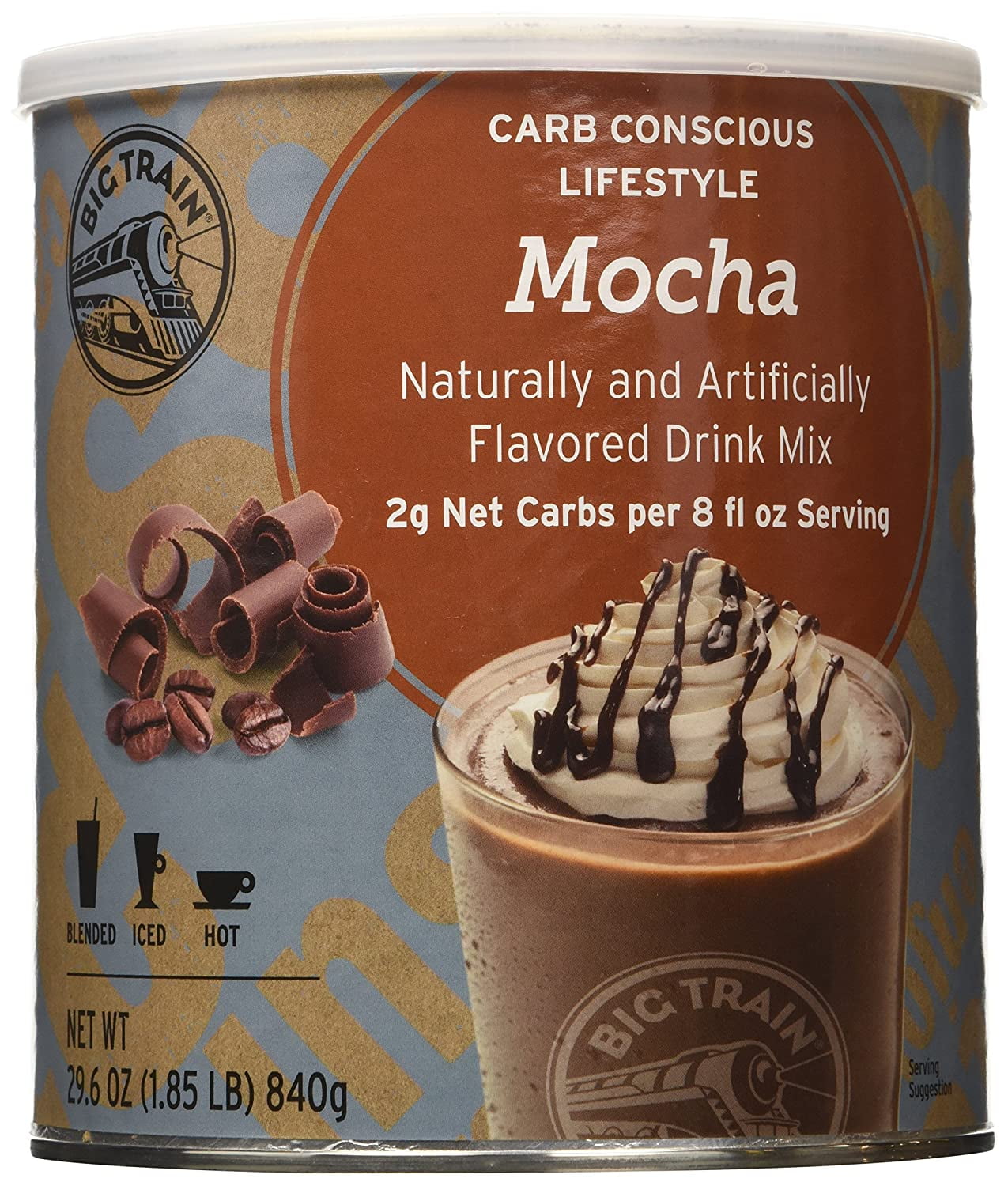 Big Train Low Carb Blended Ice Mocha Mix, 1.85 lb Can