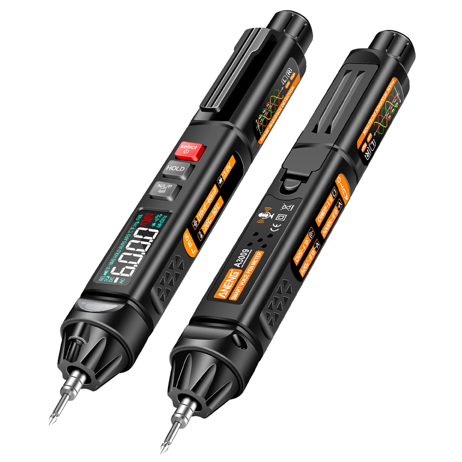 Multimeters,Lcd Display Ncv Pen With Voice Diode Va Lcd Display Resistance Temperature On/off Tester Resistance Temperature Ncv Tester 6000 Voltmeter Va With Voice 6000 Voice 6000 Voltmeter