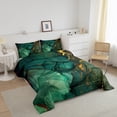 thumbnail image 2 of Dark Green Marbling Comforter Twin Aqua Turqoise Bedding Set, Abstract Geometry Down Comforter Gold Metallic Glitter Bed Set, Watercolor Foil Print Quilted Duvet Home Decor, 2 of 5