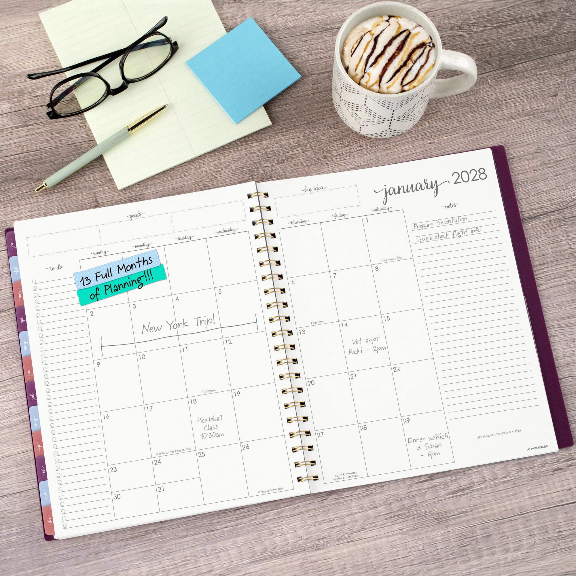 AT-A-GLANCE Harmony 2027 Weekly Monthly Planner Mulberry Large 8 12 x 11 -