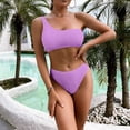 thumbnail image 2 of Sngxgn Womens High Waisted Bikini Sets Sporty Crop Top Swimwear Bandeau Scoop Neck Vintage Two Piece Bathing Suits(Purple,M), 2 of 6