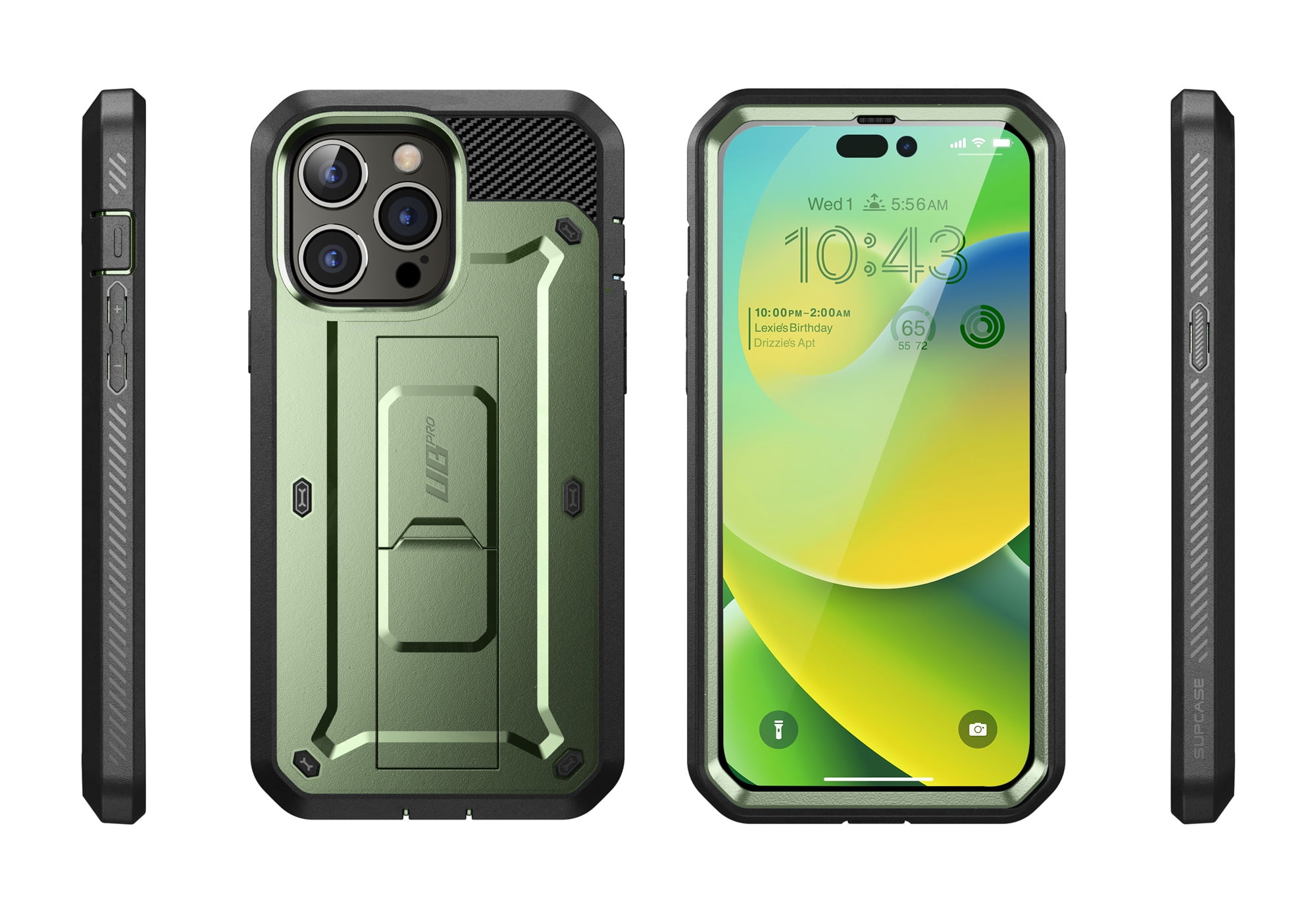 SUPCASE Unicorn Beetle Pro Case for iPhone 14 Pro Max 6.7", with Built-in Screen Protector & Kickstand & Belt-Clip Heavy Duty Rugged Case (Guldan)