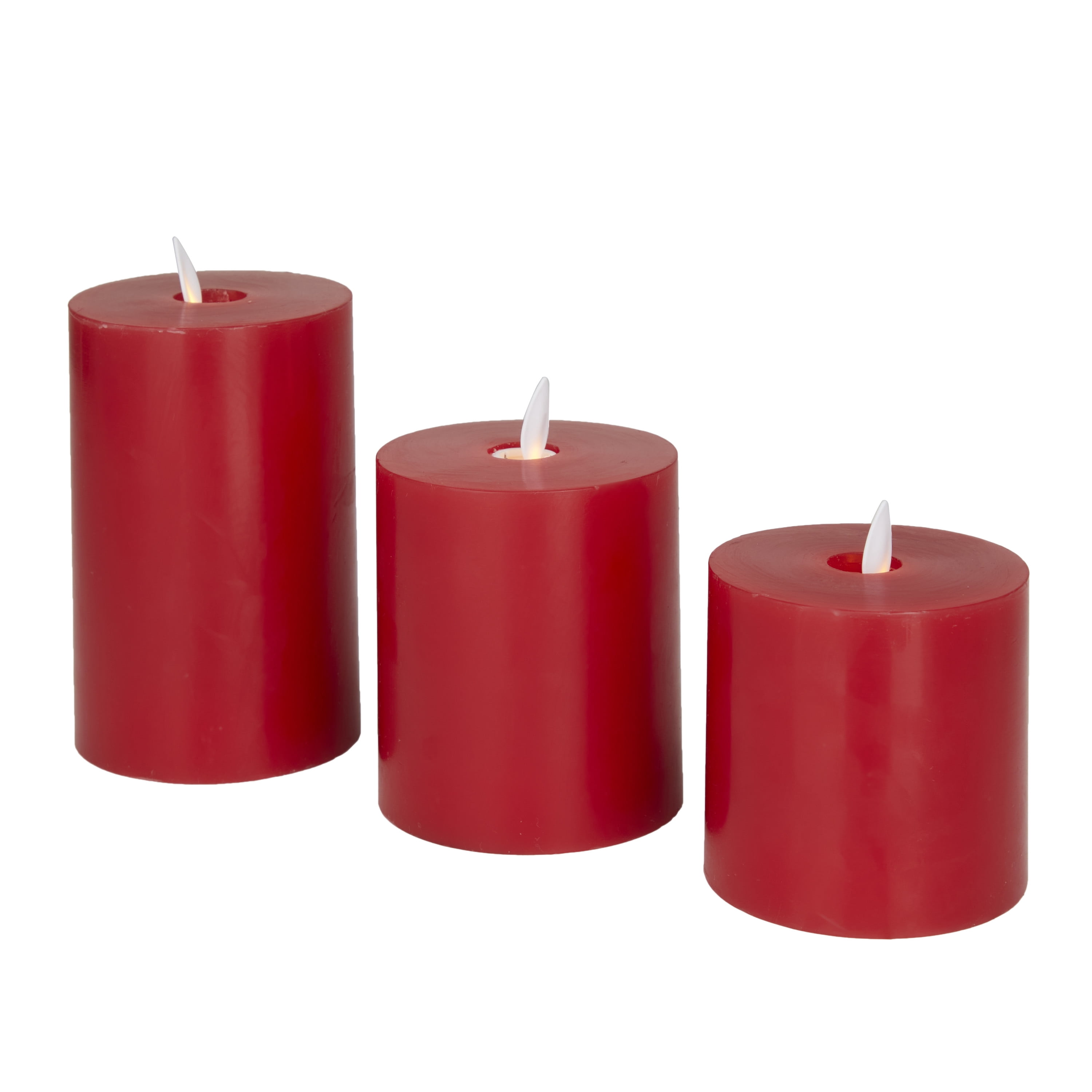 DecMode 5", 4", 3"H Unscented Wax  Flameless Candle with Remote Control (Set of 3)
