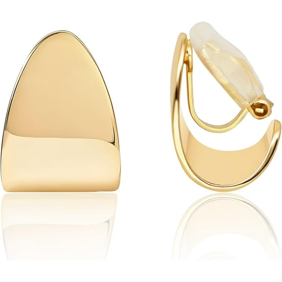 Clip On Earrings Women,Chunky Gold Women's Clip-On Earrings Gold Statement Clips Trendy for Non-Pierced Ears Lightweight 2025