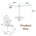 thumbnail image 3 of ExtraLco 5 Piece Glass Dining Table Set for 4, Square Tempered Glass Kitchen Table with White PU Leather Chairs and Chrome Base, 3 of 10