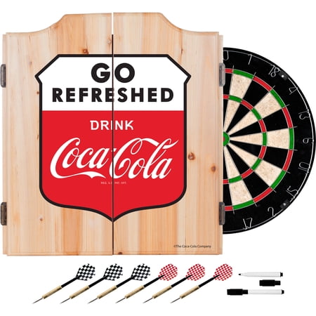 Coca Cola Dart Cabinet Set with Darts and Board  Go Refreshed